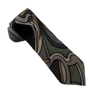 Robert Daskal 4x56" Silk Necktie Men Gray Abstract Hand Painted Larry Hope